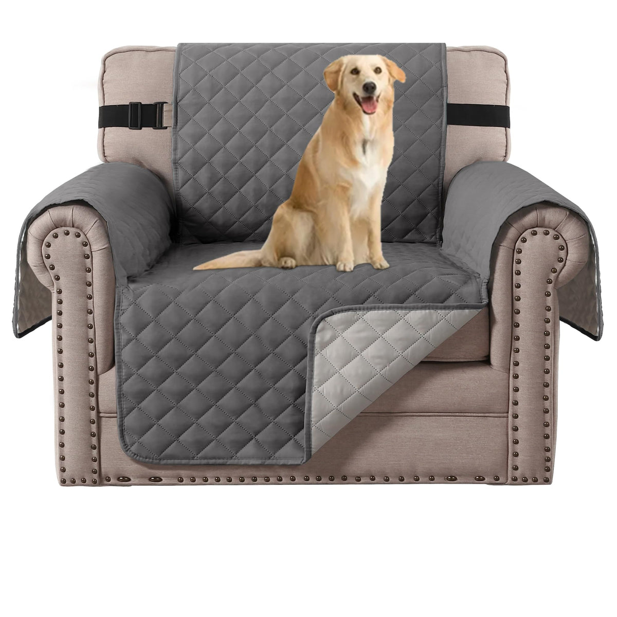 H.VERSAILTEX Reversible Sofa Cover Couch Cover for 3 Cushion Couch Water Resistant Sofa Cover for Living Room Quilted Furniture Couch Cover Washable Couch Protector(Oversized Sofa, Ivory/Beige)