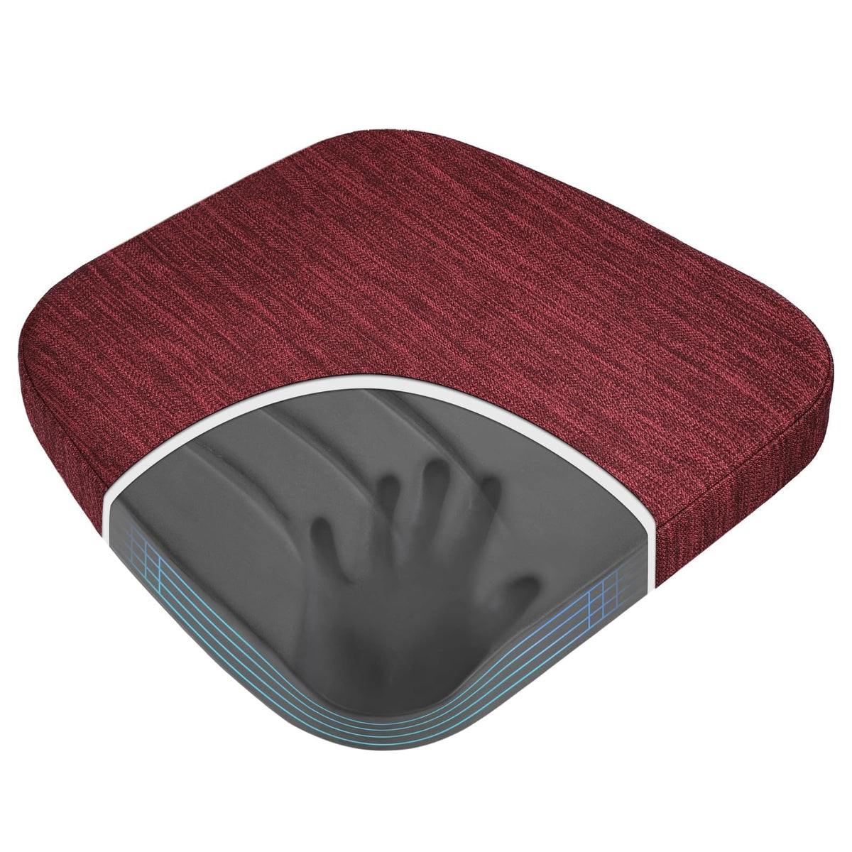 baibu Patented Dual-Layer Memory Foam Chair Cushions, 17 x 16 x 2 in, Black