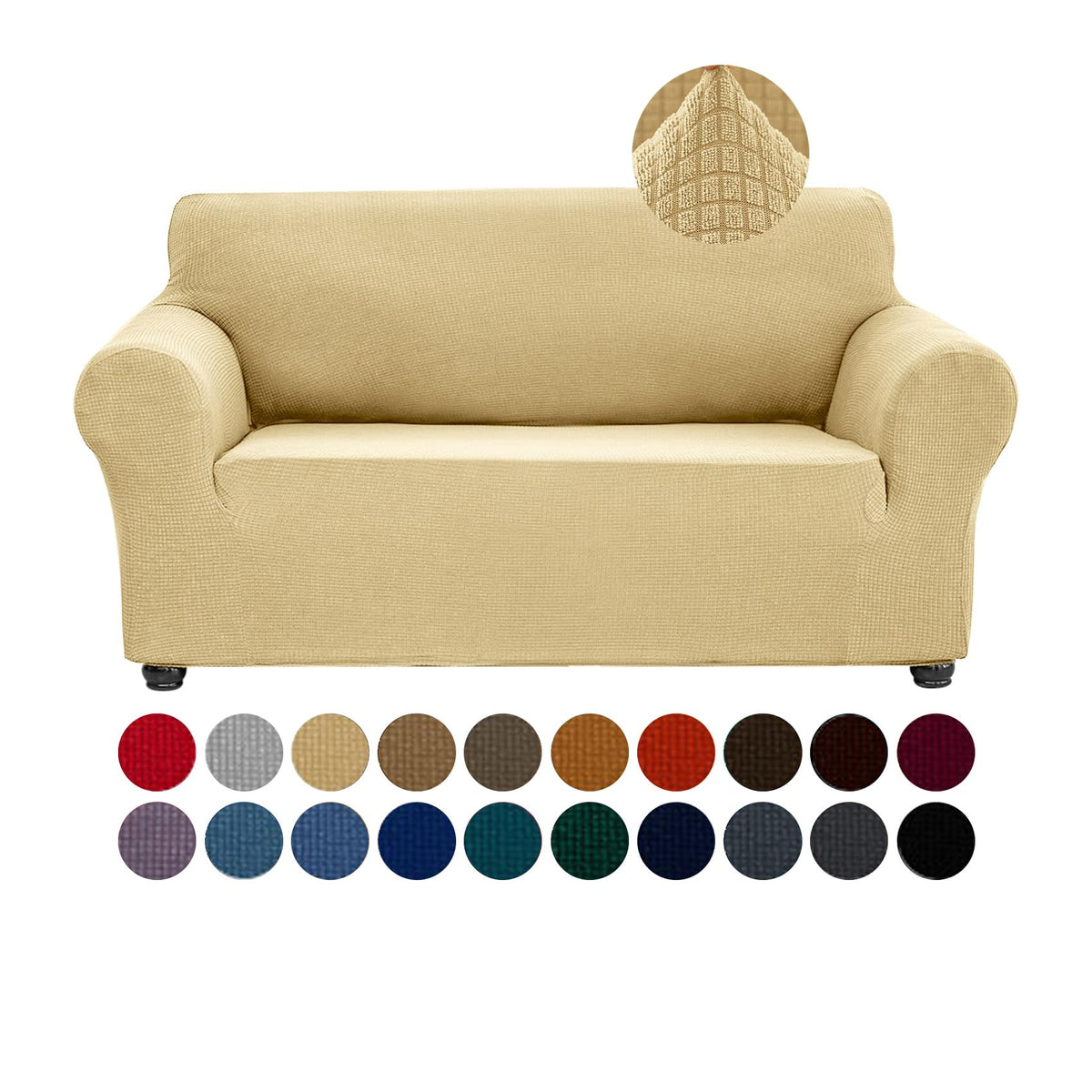 Joccun Stretch Couch Cover Slipcovers, 1-Piece Sofa Covers for 3 Cushion Couch Spandex Jacquard Washable Furniture Protector Cover for Living Room,Kids,Pets(Sofa,Black)