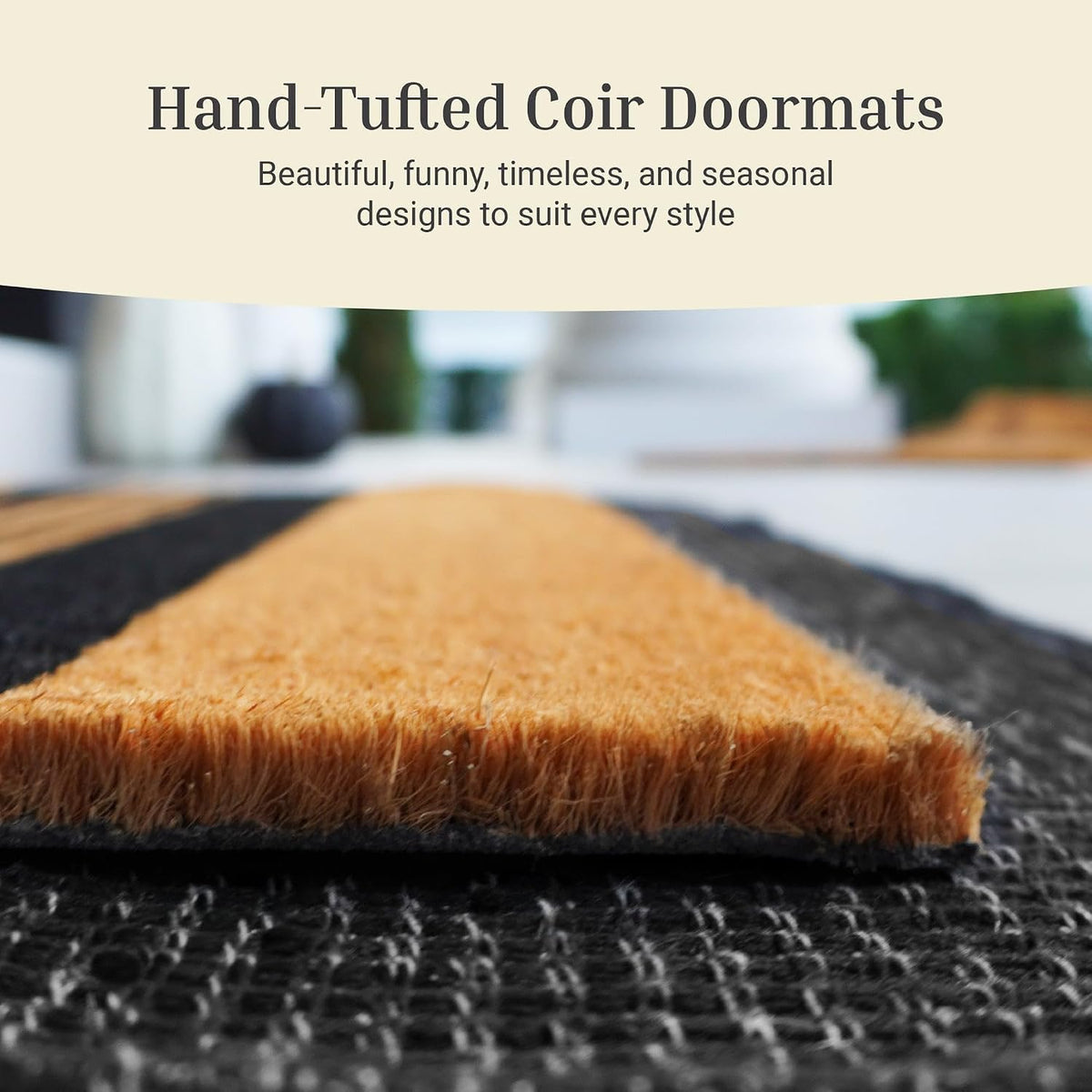 THEODORE MAGNUS Welcome Mat - Aesthetic Script, Non-Slip, Tufted - 17x30