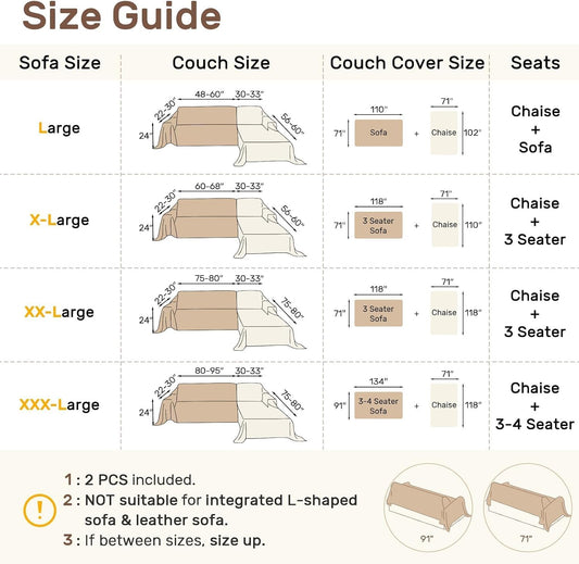 2 Pieces Sectional Couch Covers L Shaped Cover XL Dark Gray