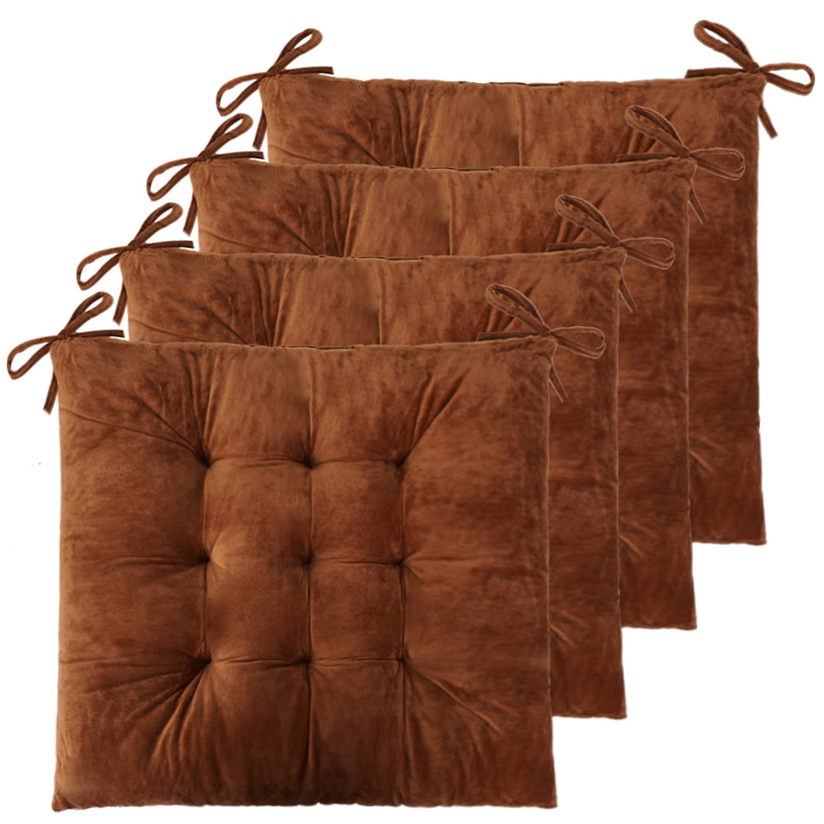 ELFJOY 4 Pack Chair Cushions for Dining Chairs with Ties Navy 16"x16"
