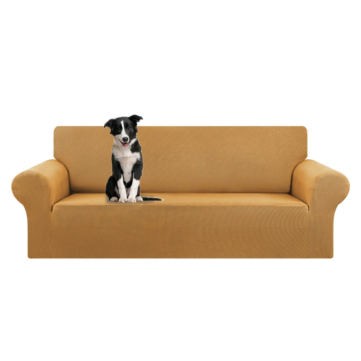 KEKUOU Stretch Couch Covers for Sofa, 3 Cushion Couch Slipcover,Black