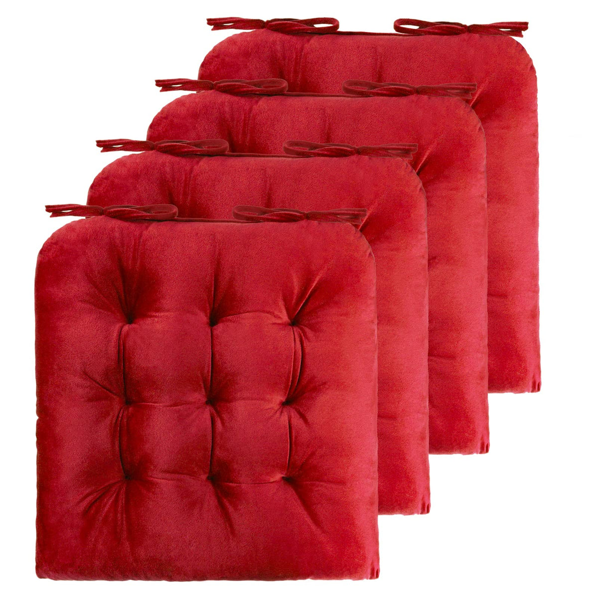 ELFJOY 4 Pack Chair Cushions for Dining Chairs with Ties Navy 16"x16"