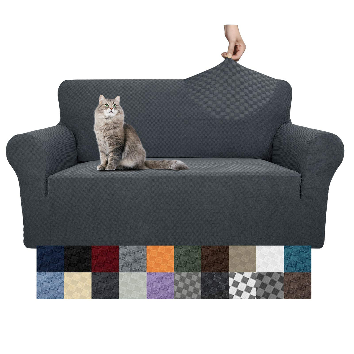 YEMYHOM Couch Cover Latest Jacquard Design High Stretch Sofa Covers for 3 Cushion Couch, Pet Dog Cat Proof Slipcover Non Slip Magic Elastic Furniture Protector (Sofa, Light Gray)