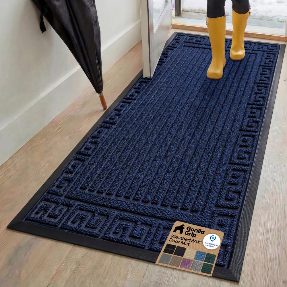 GORILLA GRIP WeatherMAX Door Mat, Indoor Outdoor Use, 29x17, Green Leaves