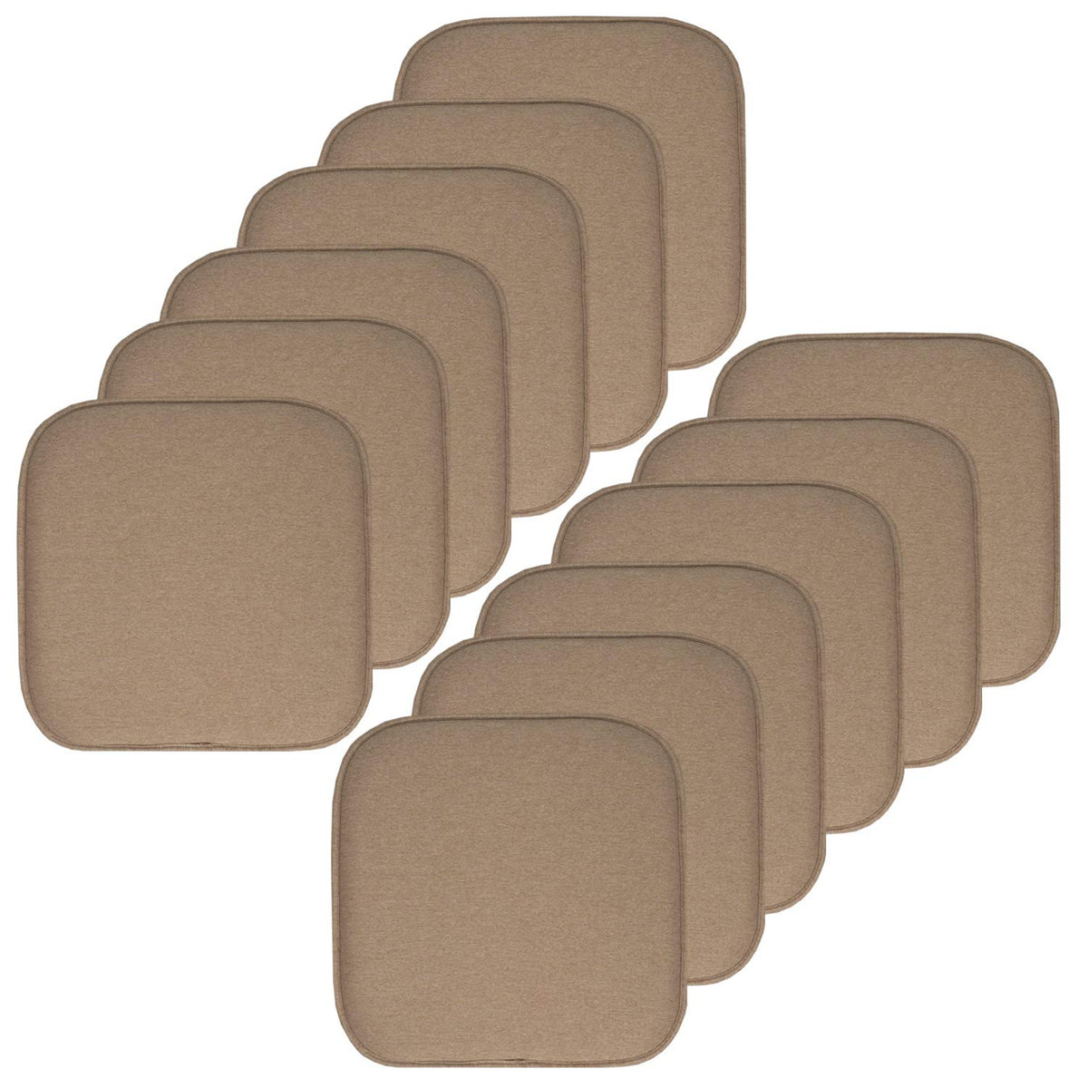 Sweet Home Collection Chair Cushion Memory Foam Pads Honeycomb Pattern Slip Non Skid Rubber Back Rounded Square 16" x 16" Seat Cover, 4 Pack, Alexis Chocolate