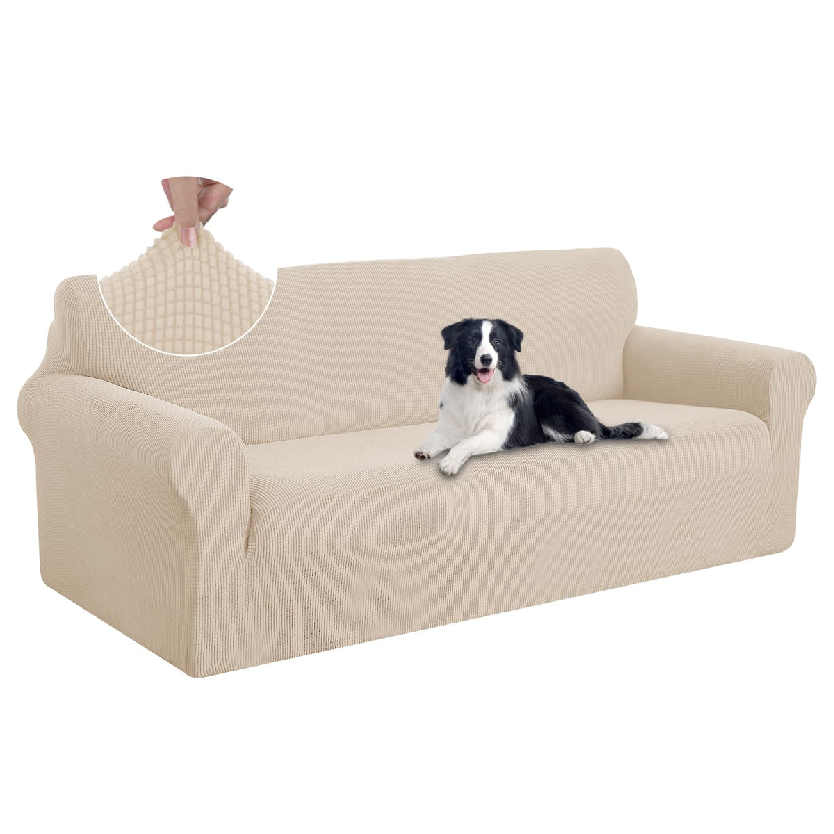 U-NICE HOME Stretch Couch Cover Slipcover for 3 Cushion Sofa, Chocolate