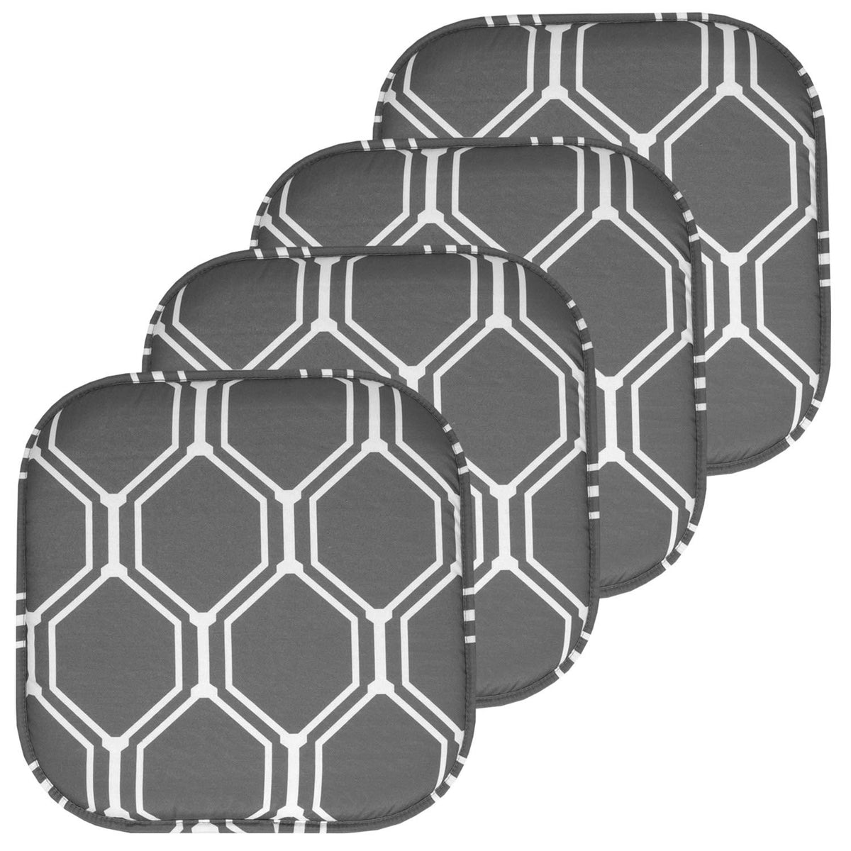 Sweet Home Collection Chair Cushion Memory Foam Pads Honeycomb Pattern Slip Non Skid Rubber Back Rounded Square 16" x 16" Seat Cover, 4 Pack, Alexis Chocolate