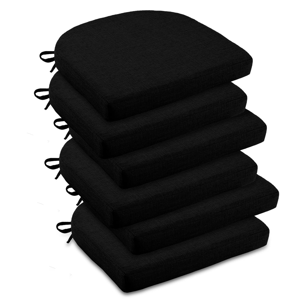downluxe Indoor Chair Cushions for Dining Chairs, Soft and Comfortable Textured Foam Kitchen Chair Pads with Ties and Non-Slip Backing, 16" x 16" x 2", Red, 4 Pack