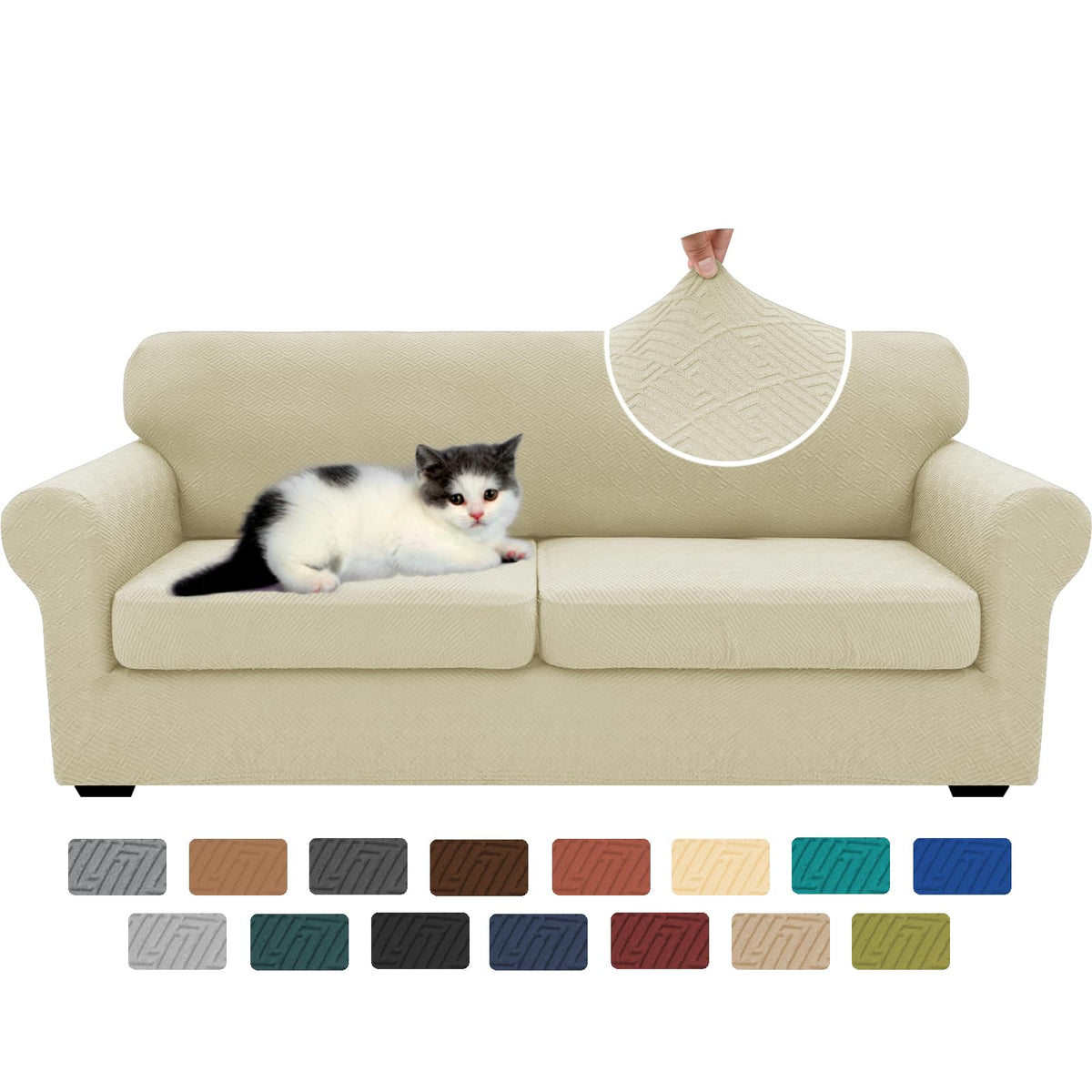 XINEAGE 4-Piece Stretch Sofa Cover, Washable Couch Covers for Dog