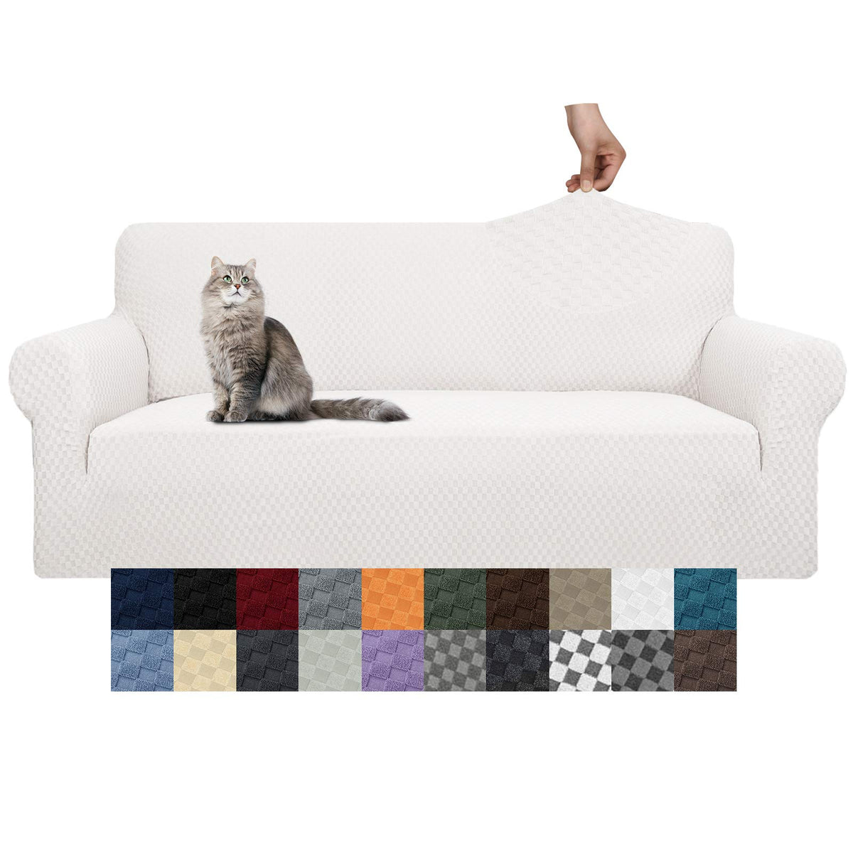 YEMYHOM Couch Cover Latest Jacquard Design High Stretch Sofa Covers for 3 Cushion Couch, Pet Dog Cat Proof Slipcover Non Slip Magic Elastic Furniture Protector (Sofa, Light Gray)