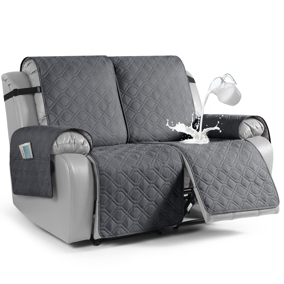 VANSOFY Waterproof Recliner Couch Covers Washable, Dark Gray,3 Seater