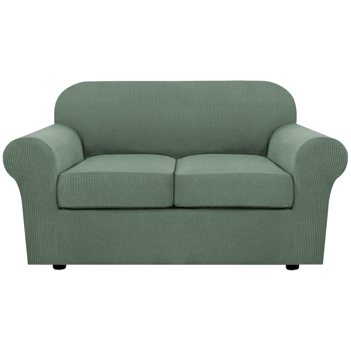 H.VERSAILTEX 4 Piece Stretch Sofa Covers for 3 Cushion Couch Covers for Living Room Furniture Slipcovers (Base Cover Plus 3 Seat Cushion Covers) Upgraded Thicker Jacquard Fabric (Sofa, Grey)
