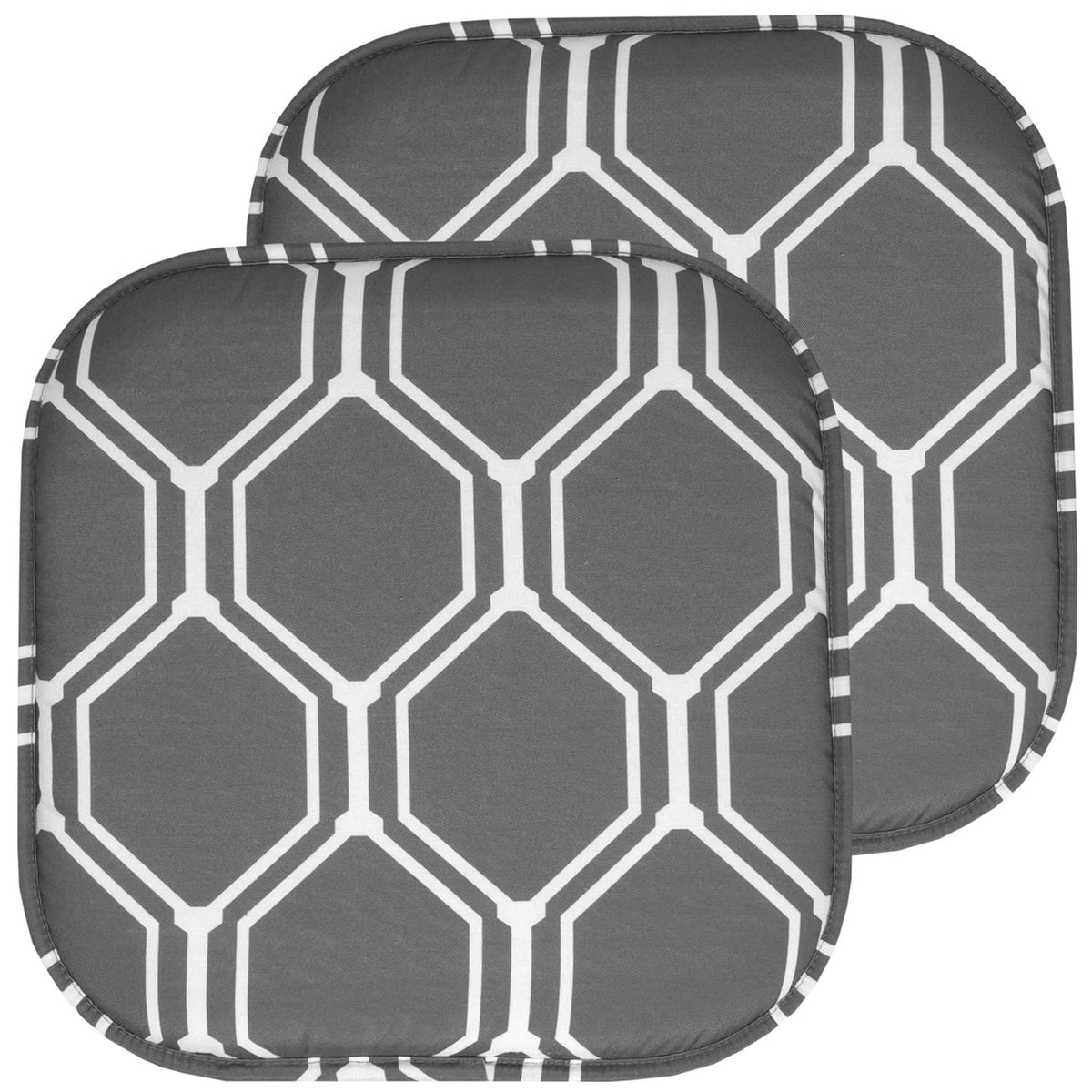 Sweet Home Collection Chair Cushion Memory Foam Pads Honeycomb Pattern Slip Non Skid Rubber Back Rounded Square 16" x 16" Seat Cover, 4 Pack, Alexis Chocolate