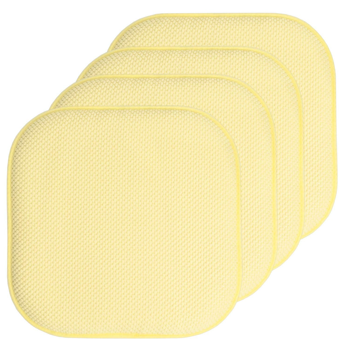 Sweet Home Collection Chair Cushion Memory Foam Pads Honeycomb Pattern Slip Non Skid Rubber Back Rounded Square 16" x 16" Seat Cover, 4 Pack, Alexis Chocolate