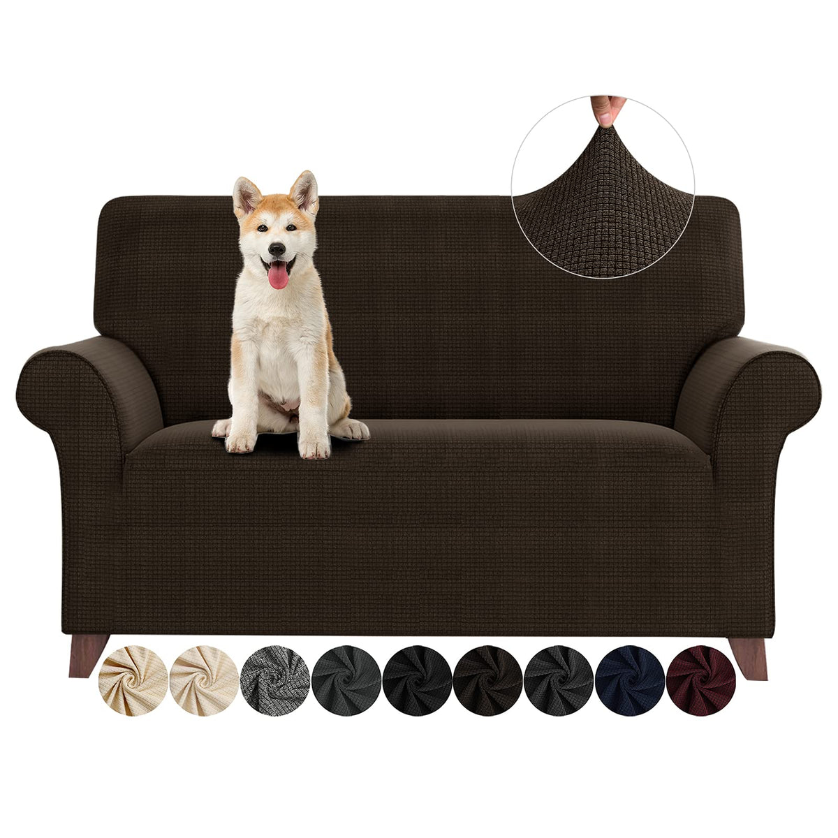 ZNSAYOTX Super Stretch Couch Cover (72"-92") Universal Sofa Covers with Elastic Bottom, Dog Cat Pets Friendly Washable Furniture Protector Fitted Sofa Slipcovers Stay in Place (Dark Grey, Sofa)