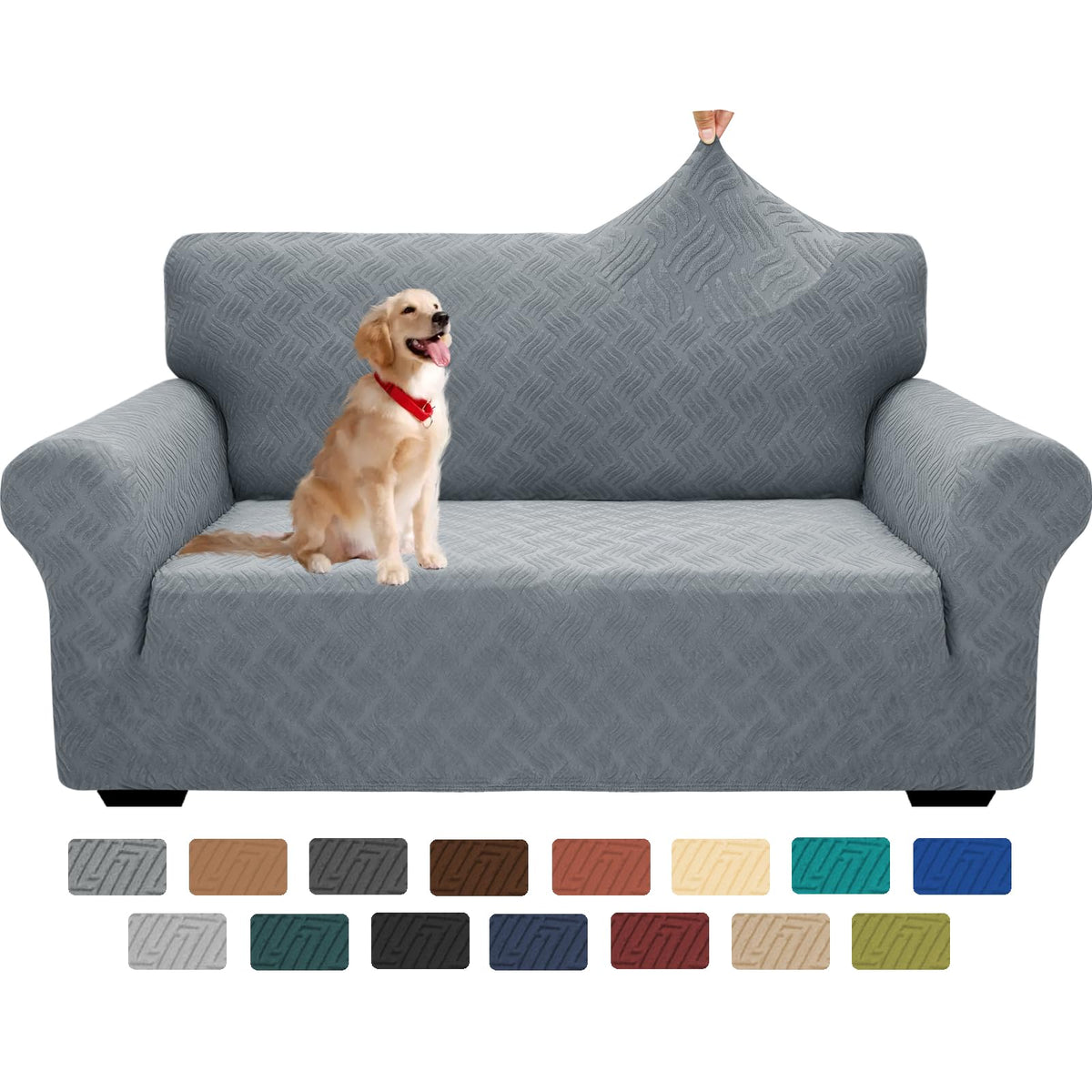 YEMYHOM Couch Cover Latest Jacquard Design High Stretch Sofa Covers for 3 Cushion Couch, Pet Dog Cat Proof Slipcover Non Slip Magic Elastic Furniture Protector (Sofa, Light Gray)