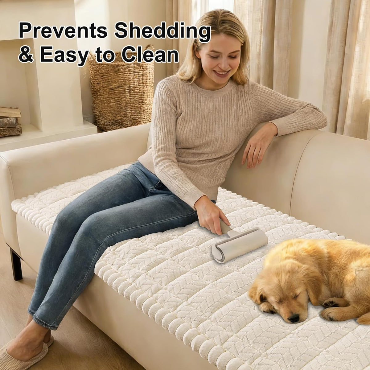Smiry Couch Cover for Dogs, Non Slip Fuzzy Pet Sofa Covers Washable