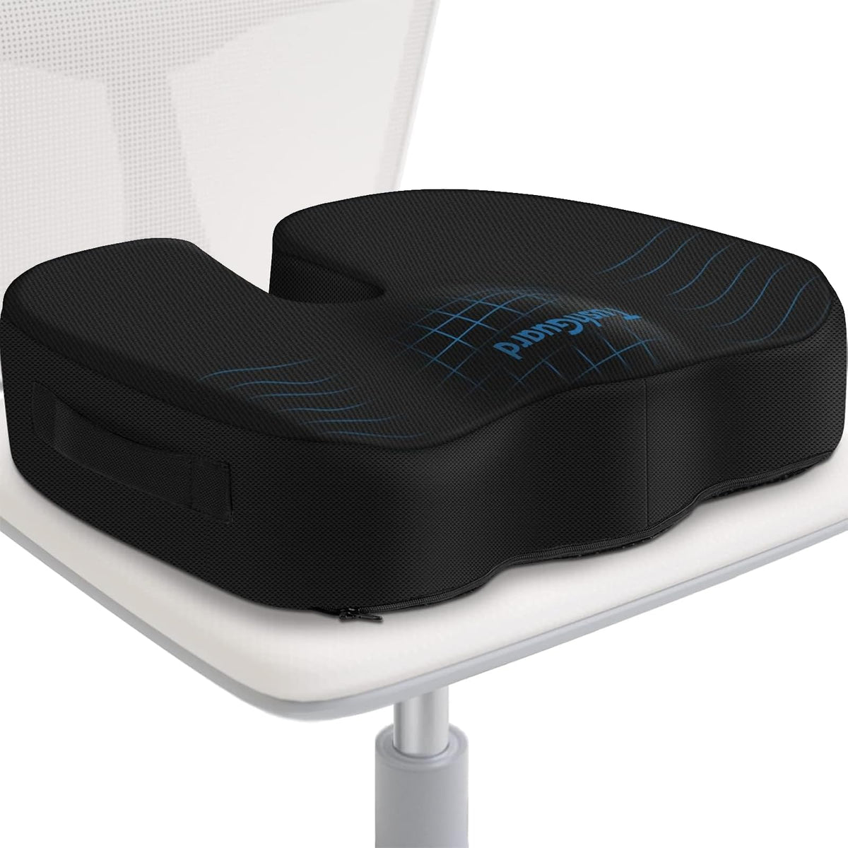 TushGuard Seat Cushion for Office Chair, Car, Memory Foam, Black Large