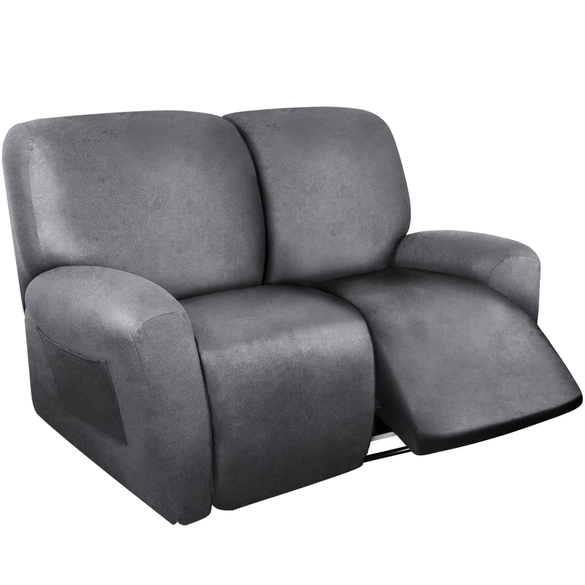 ANARACHON Leather Look Recliner Couch Cover 8-Piece Recliner Sofa Slipcovers 3 Seater for Reclining Couches Furniture Protector Spandex Fabric Washable (Recliner Sofa, Brown)