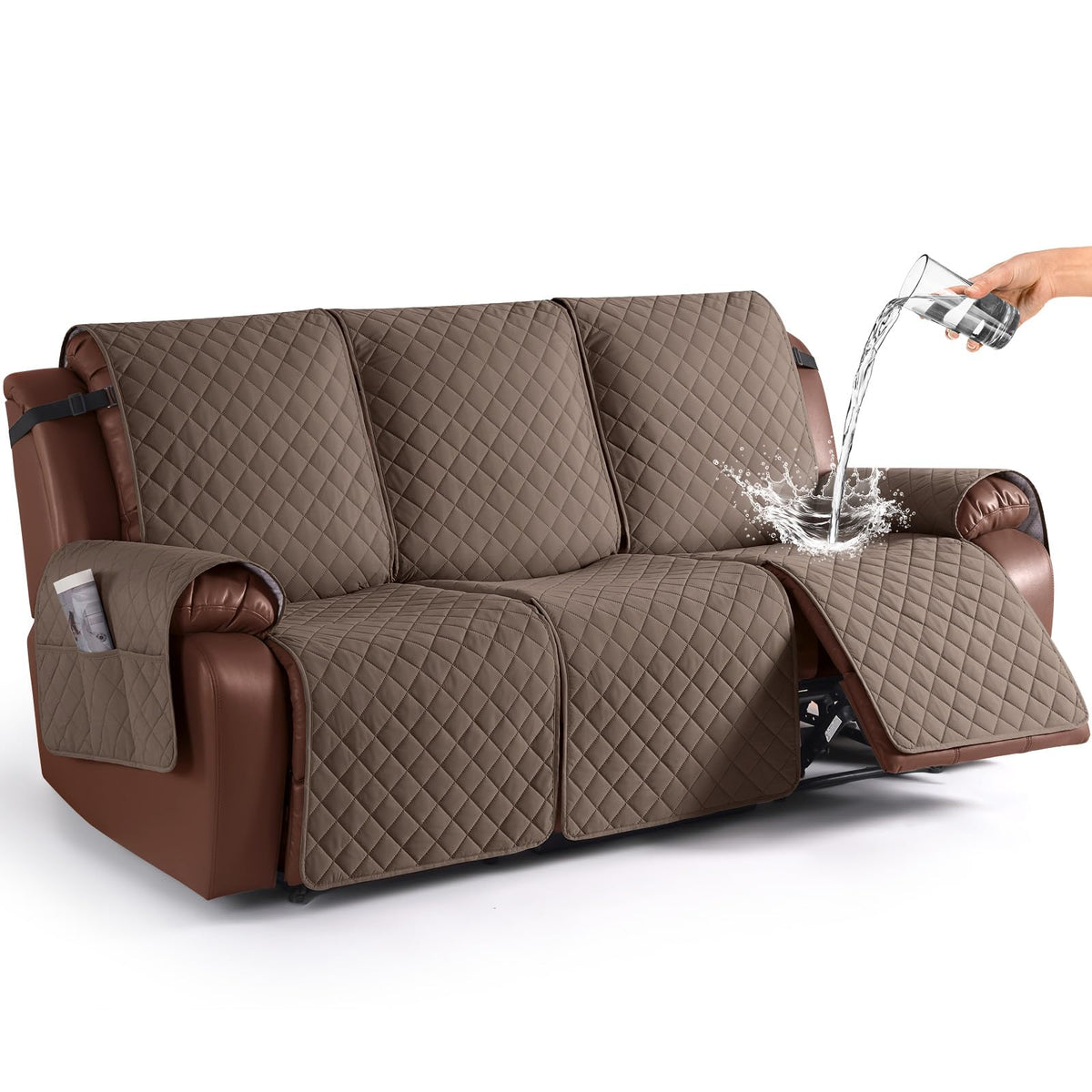 KinCam Waterproof Recliner Sofa Covers Washable, 3 Seater, Chocolate