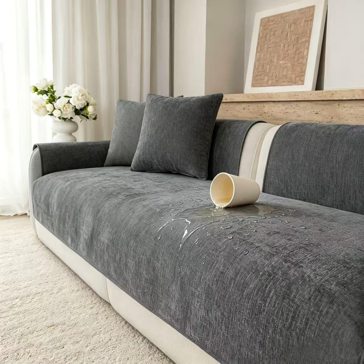 Waterproof Couch Cover for Dogs,Nonslip Sofa Cover for L Shaped Sofa,Washable Furniture Protector Pet Friendly(Coffee,36"x82")