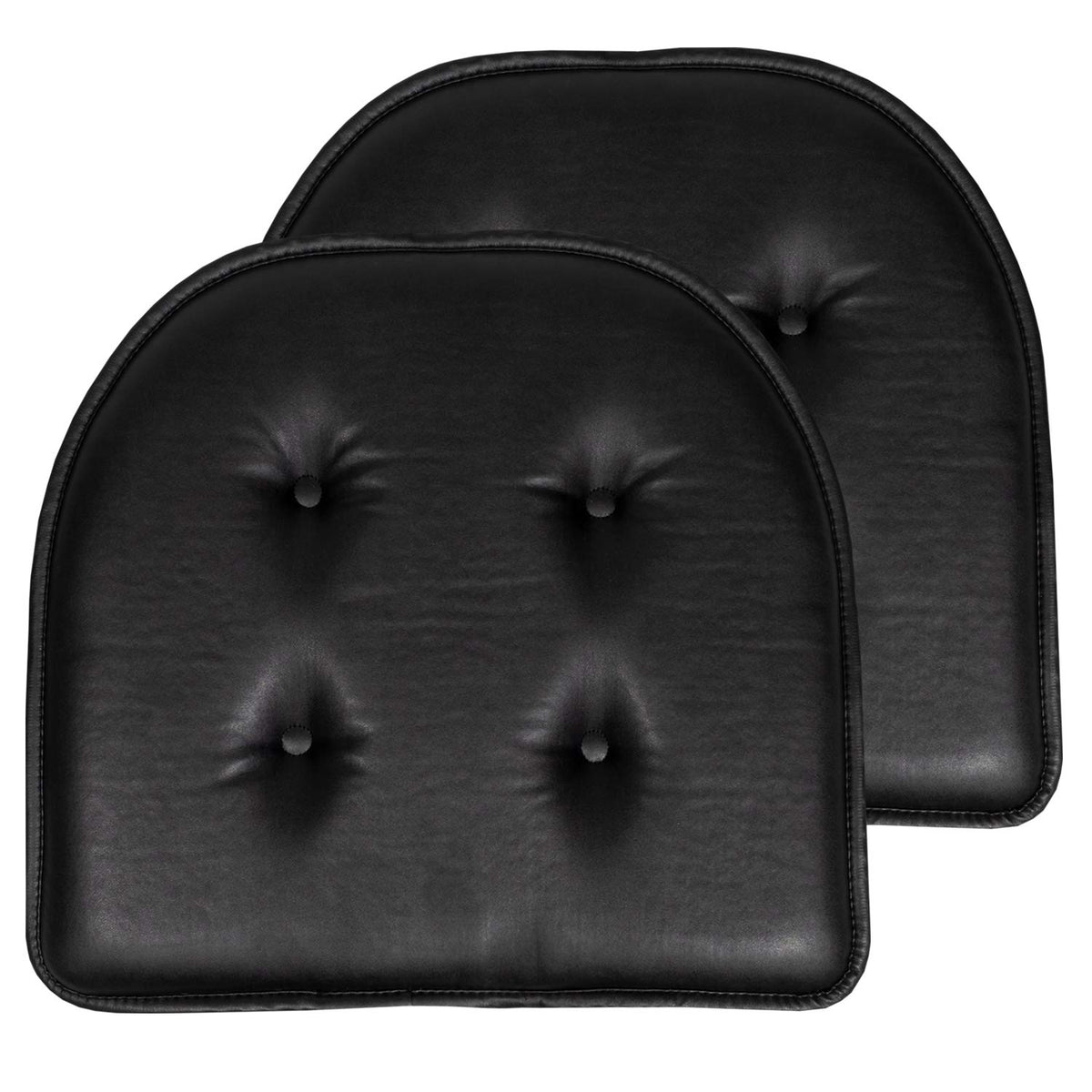 Sweet Home Collection Chair Cushion Memory Foam Pads Tufted Slip Non Skid Rubber Back U-Shaped 17" x 16" Seat Cover, 6 Pack, Checkered Taupe/White