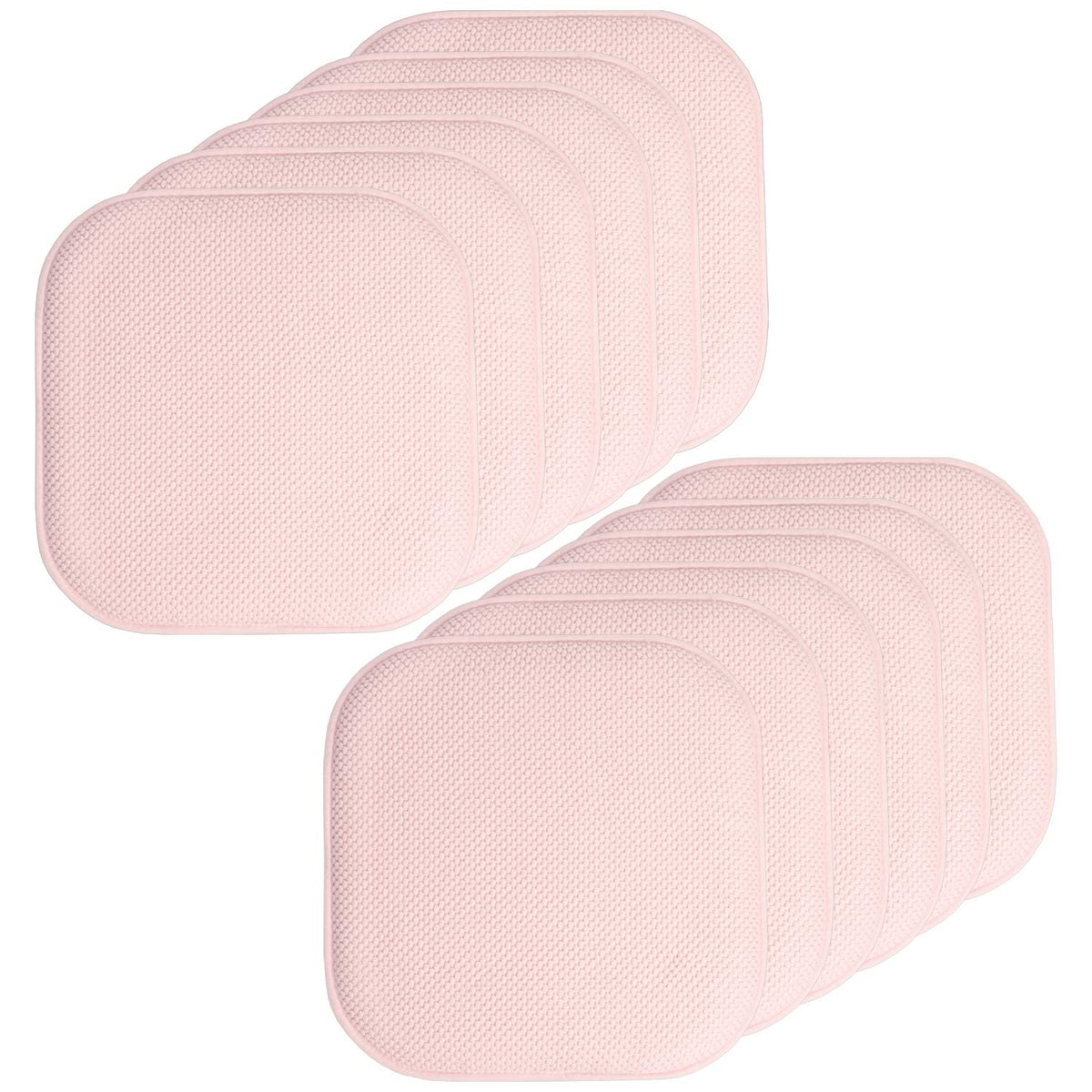 Sweet Home Collection Chair Cushion Memory Foam Pads Honeycomb Pattern Slip Non Skid Rubber Back Rounded Square 16" x 16" Seat Cover, 4 Pack, Alexis Chocolate