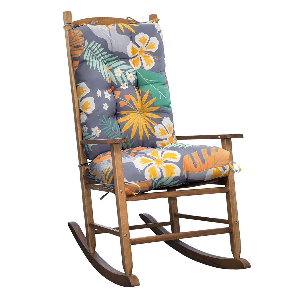 Set of 1 Indoor Outdoor Burgundy Rocking Chair Cushion for Patio