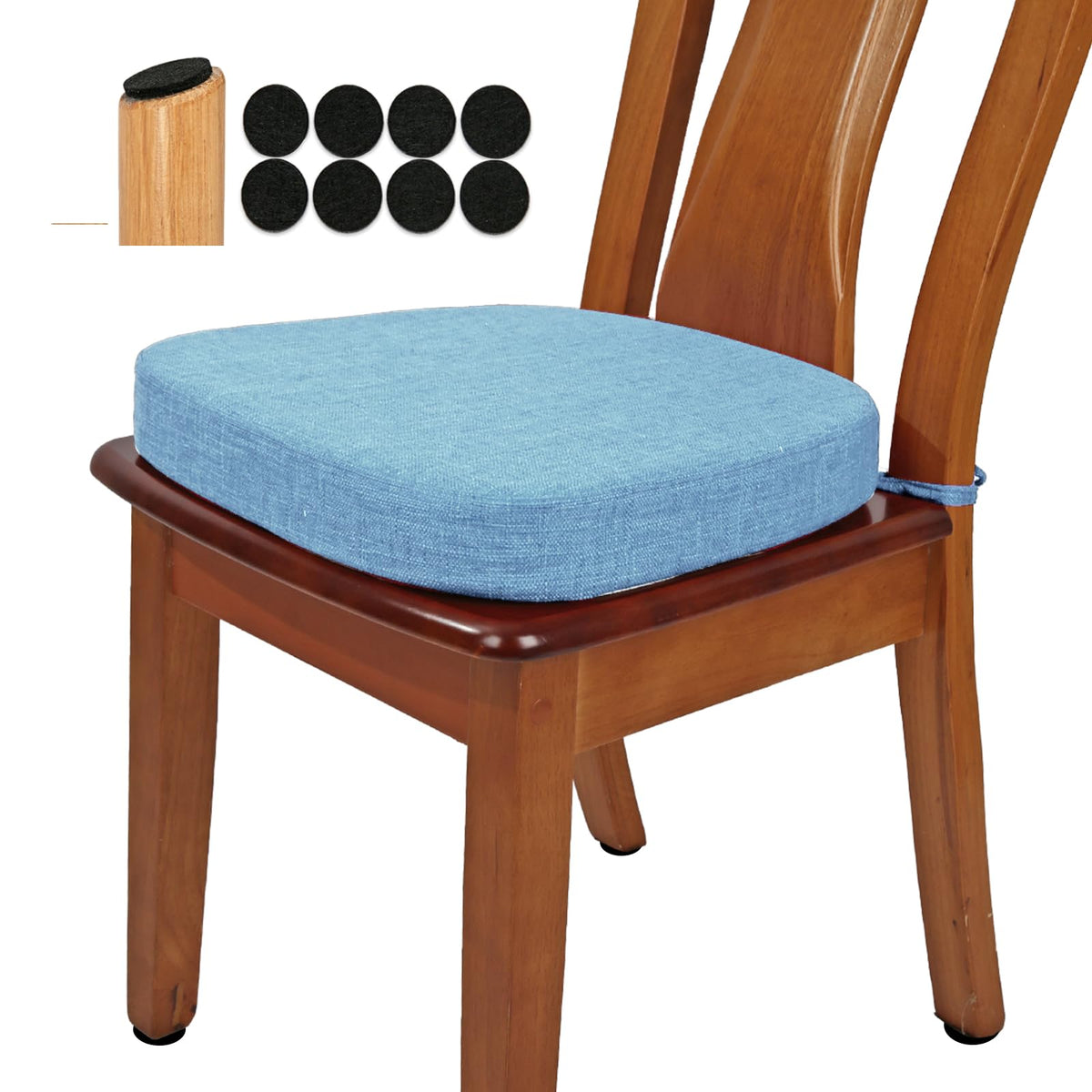 BUYUE Thickened 2.5" Dining Chair Cushions Set of 4, U-Shape High Density Foam Comfortable Chair Pads for Kitchen, Slip Resistant Indoor Seat Cushions (4 PCS, Dark Gray)