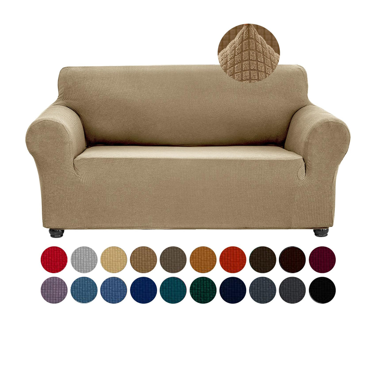 Joccun Stretch Couch Cover Slipcovers, 1-Piece Sofa Covers for 3 Cushion Couch Spandex Jacquard Washable Furniture Protector Cover for Living Room,Kids,Pets(Sofa,Black)
