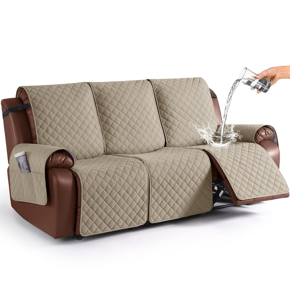 KinCam Waterproof Recliner Sofa Covers Washable, 3 Seater, Chocolate