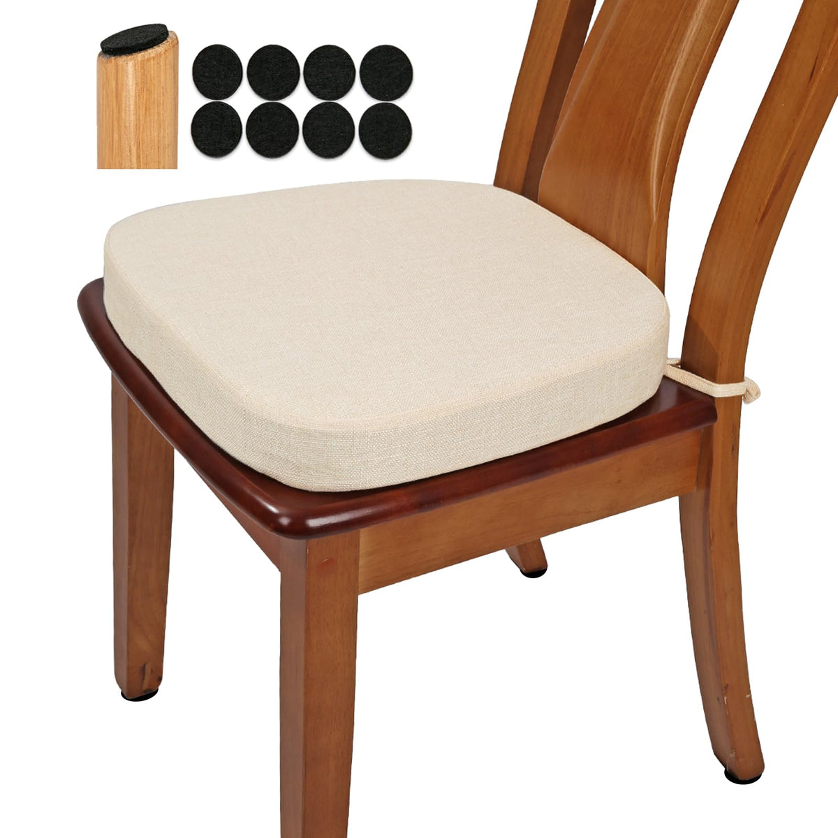 BUYUE Thickened 2.5" Friendly Woven Fabric Dining Chair Cushion, U-Shape High Density Foam Comfortable Chair Pad for Kitchen, Slip Resistant Indoor Seat Cushion (1 Piece, Dark Gray)