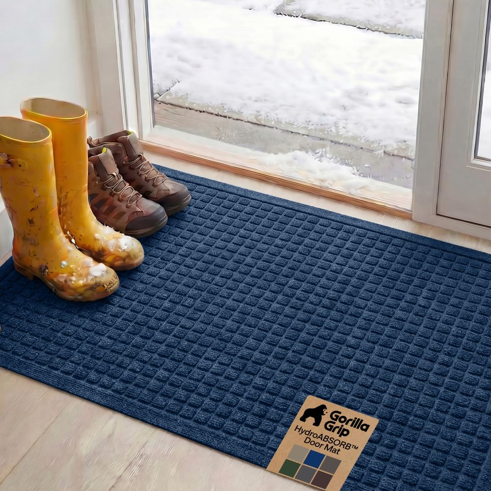 GORILLA GRIP® HydroABSORB Door Mat for Indoor Outdoor Use, 29x17 Coffee