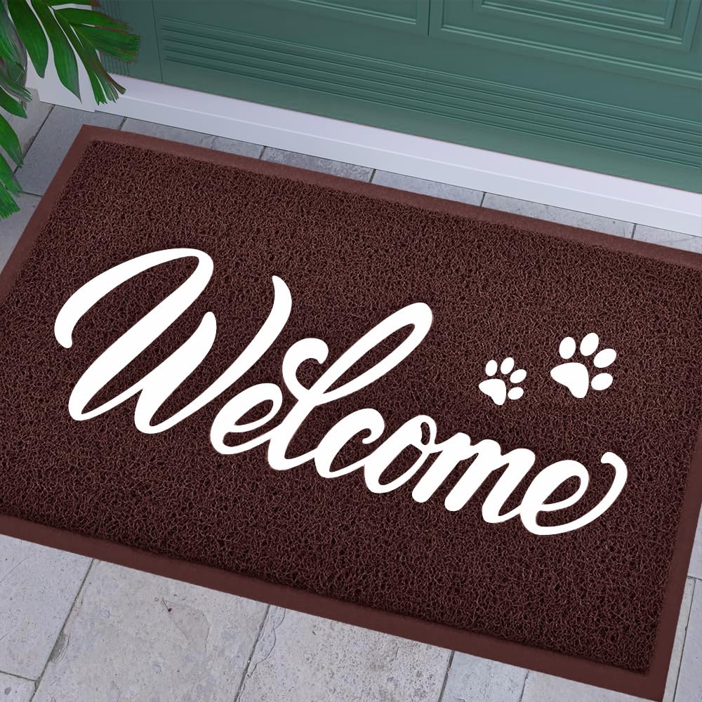 T.HENV Welcome Mat Outdoor, 30x17.5 Waterproof All-Season Front Door Mat Outside Entrance, All-Weather Quick Drying, Low Profile Doormat Indoor, Patio Porch Entryway Mats, Black-White