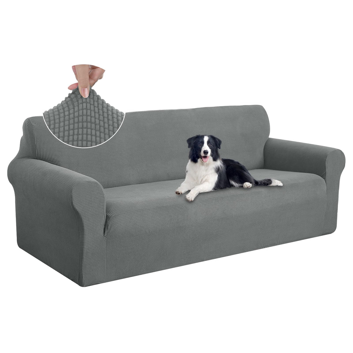 U-NICE HOME Stretch Couch Cover Slipcover for 3 Cushion Sofa, Chocolate
