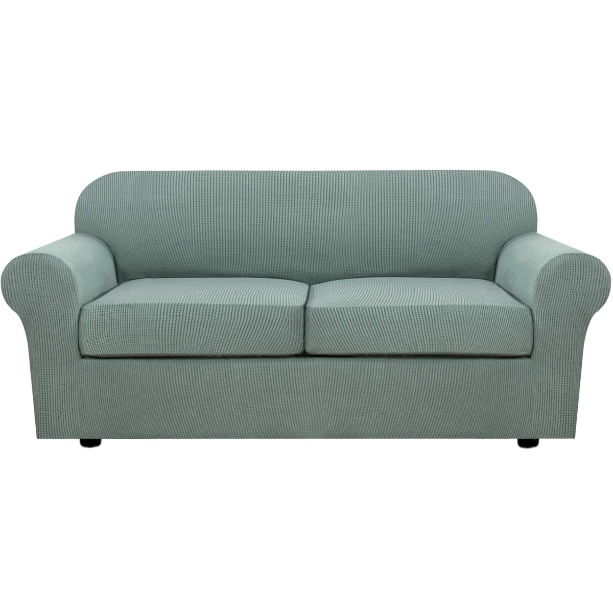 H.VERSAILTEX 4 Piece Stretch Sofa Covers for 3 Cushion Couch Covers for Living Room Furniture Slipcovers (Base Cover Plus 3 Seat Cushion Covers) Upgraded Thicker Jacquard Fabric (Sofa, Grey)