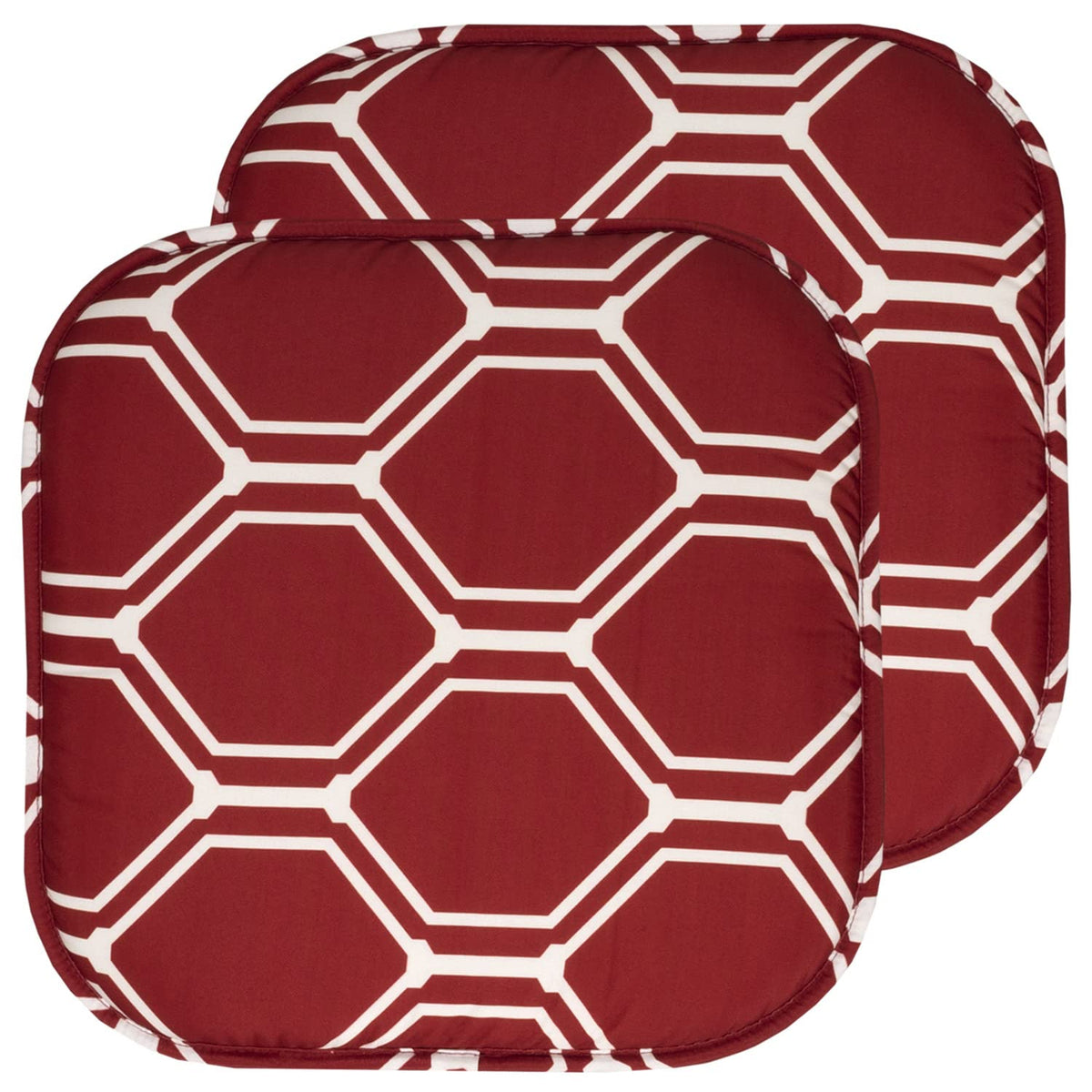 Sweet Home Collection Chair Cushion Memory Foam Pads Honeycomb Pattern Slip Non Skid Rubber Back Rounded Square 16" x 16" Seat Cover, 4 Pack, Alexis Chocolate