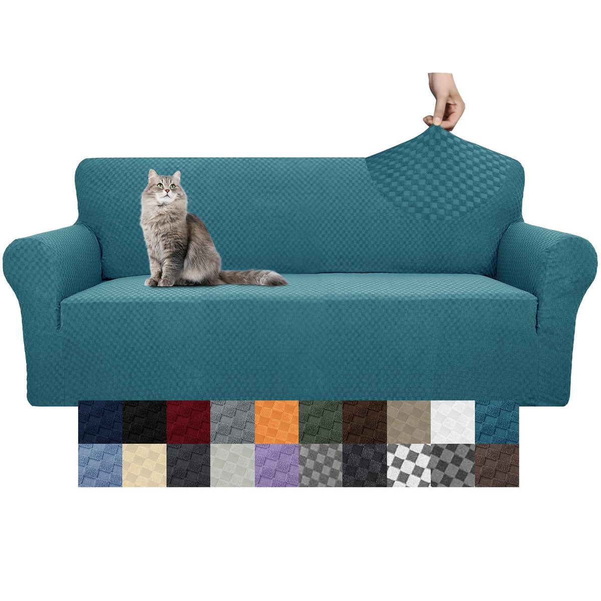 YEMYHOM Couch Cover Latest Jacquard Design High Stretch Sofa Covers for 3 Cushion Couch, Pet Dog Cat Proof Slipcover Non Slip Magic Elastic Furniture Protector (Sofa, Light Gray)