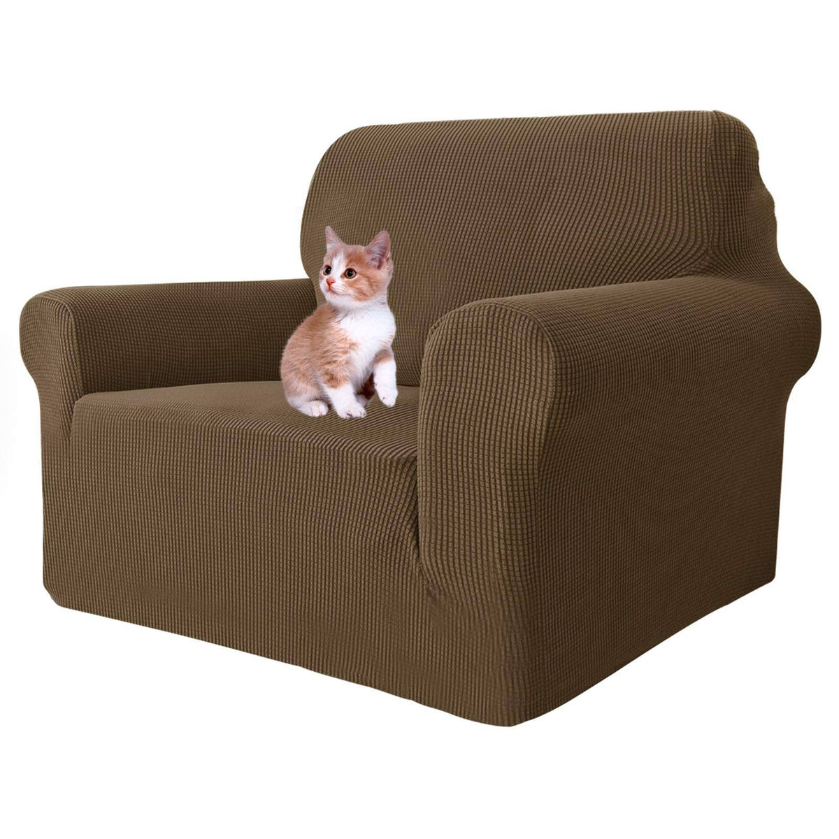 MAXIJIN Super Stretch Couch Cover for 3 Cushion Couch, 1-Piece Universal Sofa Covers Living Room Jacquard Spandex Furniture Protector Dogs Pet Friendly Fitted (Large, Gray)