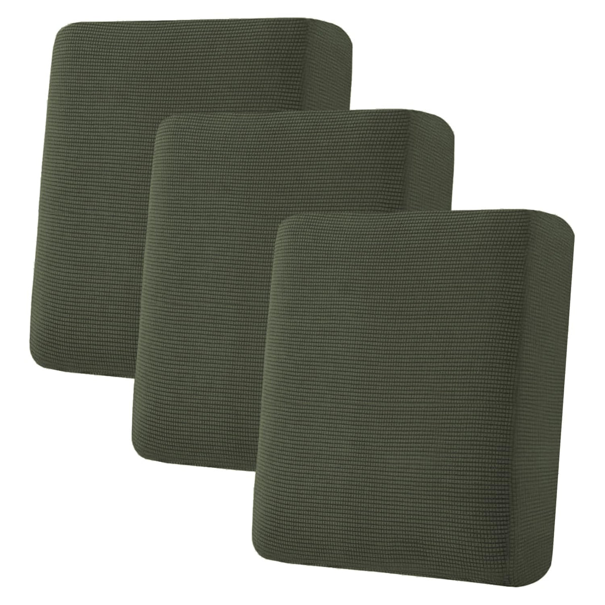 H.VERSAILTEX Super Stretch Individual Seat Cushion Covers Sofa Covers Couch Cushion Cover Slipcover Sets Thick Jacquard Textured Twill Fabric (3 Piece Sofa Cushion Covers, Grey)