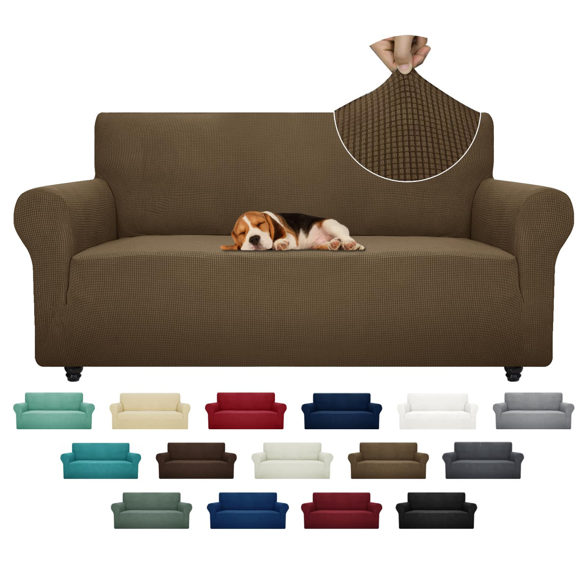 ZNSAYOTX Super Stretch Couch Cover (72"-92") Universal Sofa Covers with Elastic Bottom, Dog Cat Pets Friendly Washable Furniture Protector Fitted Sofa Slipcovers Stay in Place (Dark Grey, Sofa)
