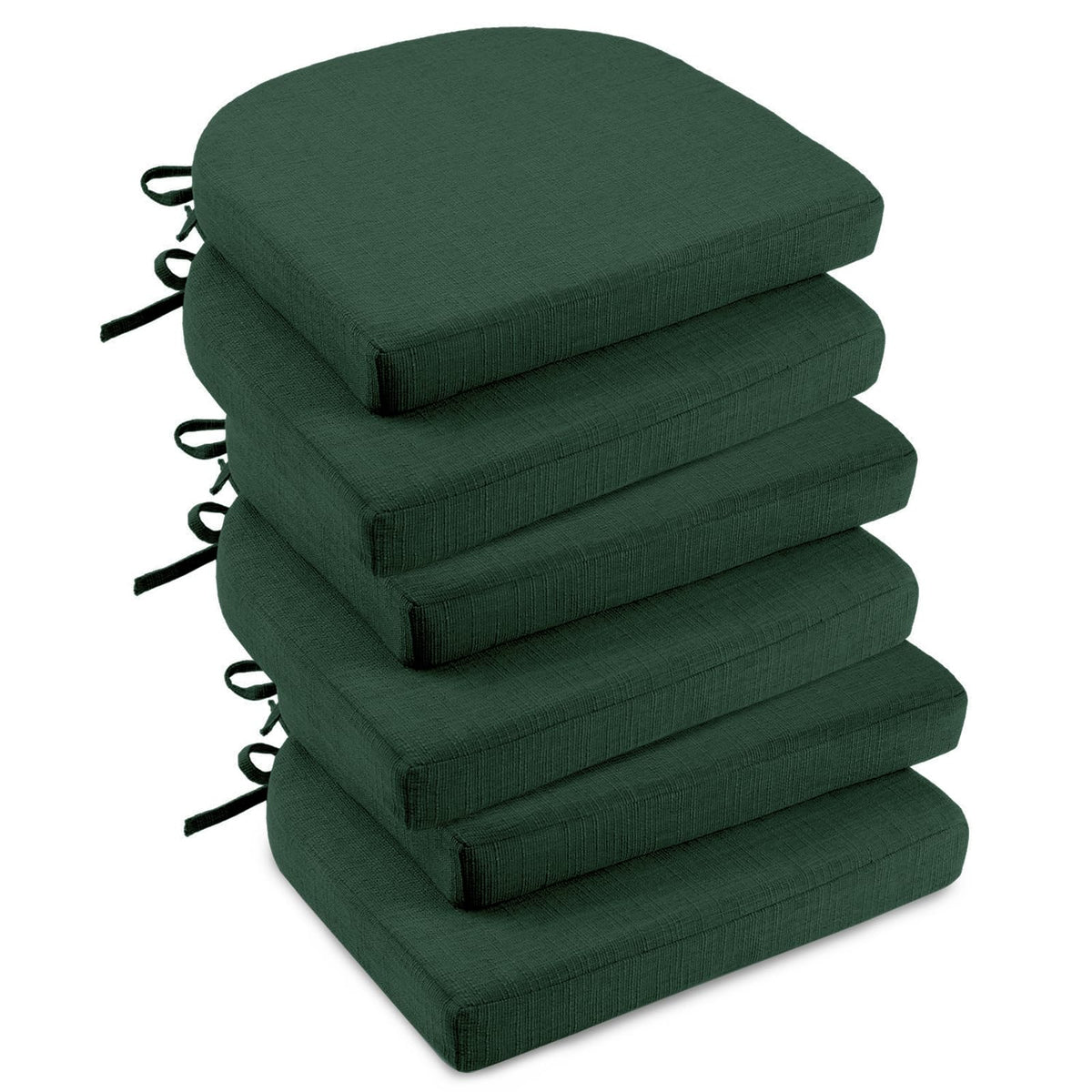 downluxe Indoor Chair Cushions for Dining Chairs, Soft and Comfortable Textured Foam Kitchen Chair Pads with Ties and Non-Slip Backing, 16" x 16" x 2", Red, 4 Pack