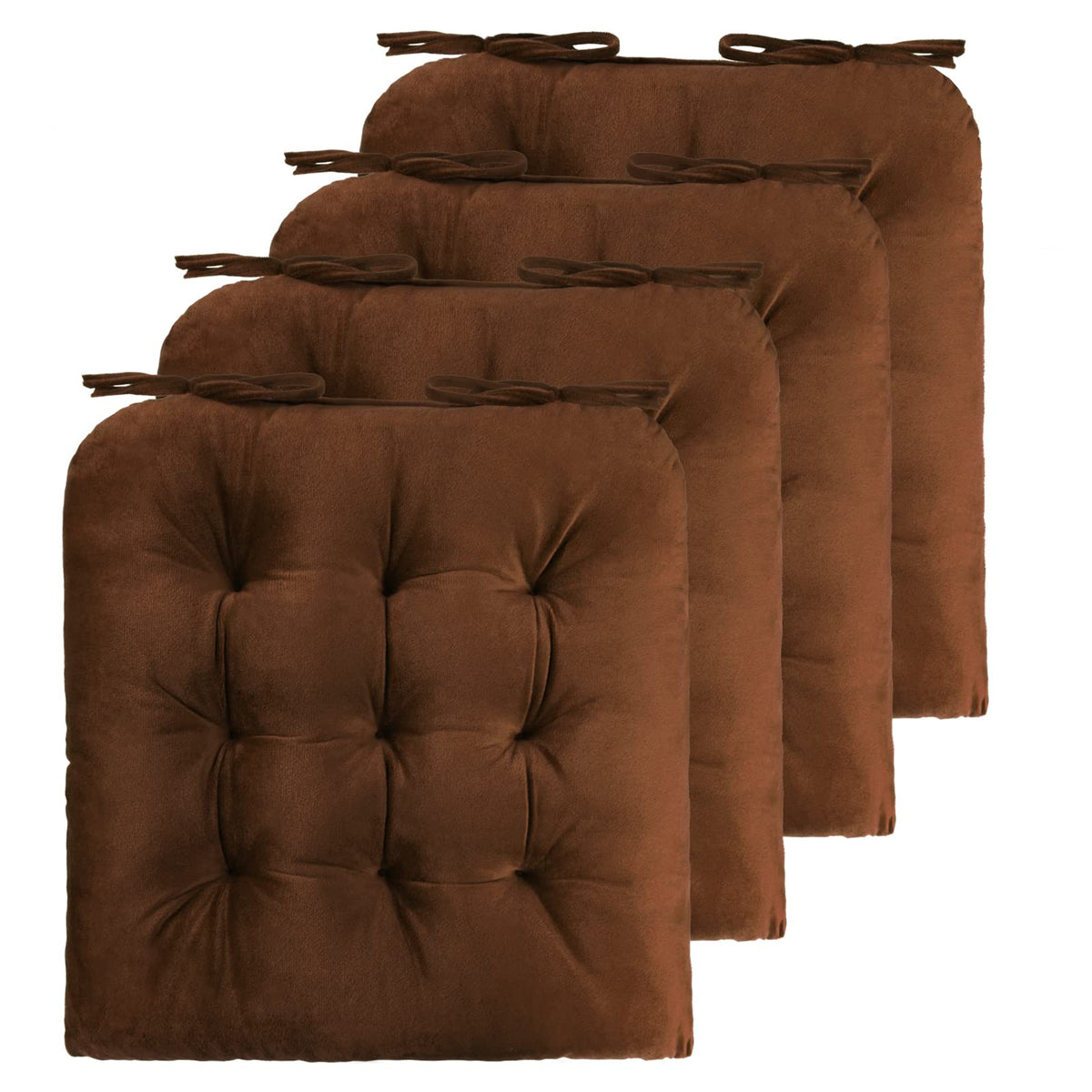 ELFJOY 4 Pack Chair Cushions for Dining Chairs with Ties Navy 16"x16"