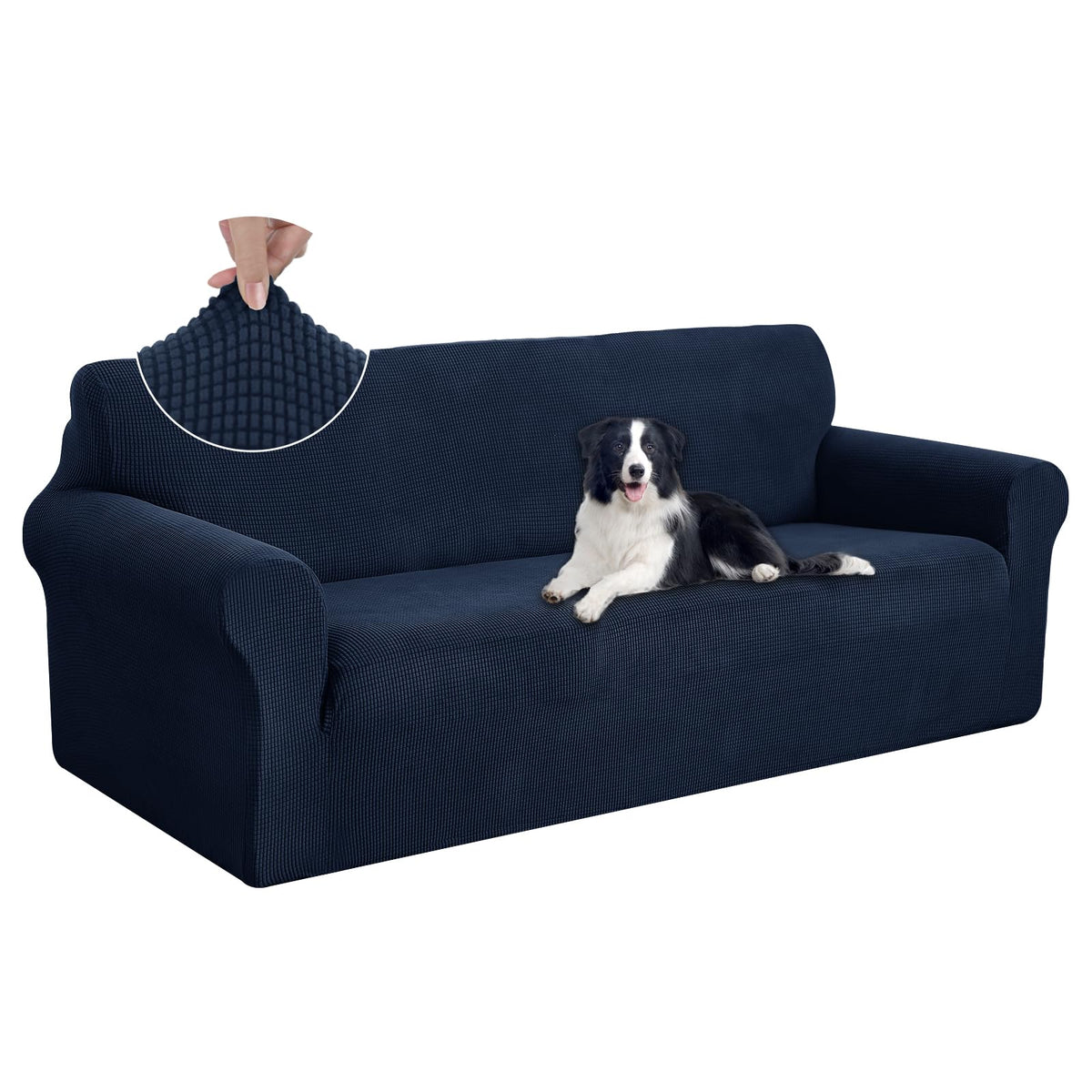 U-NICE HOME Stretch Couch Cover Slipcover for 3 Cushion Sofa, Chocolate