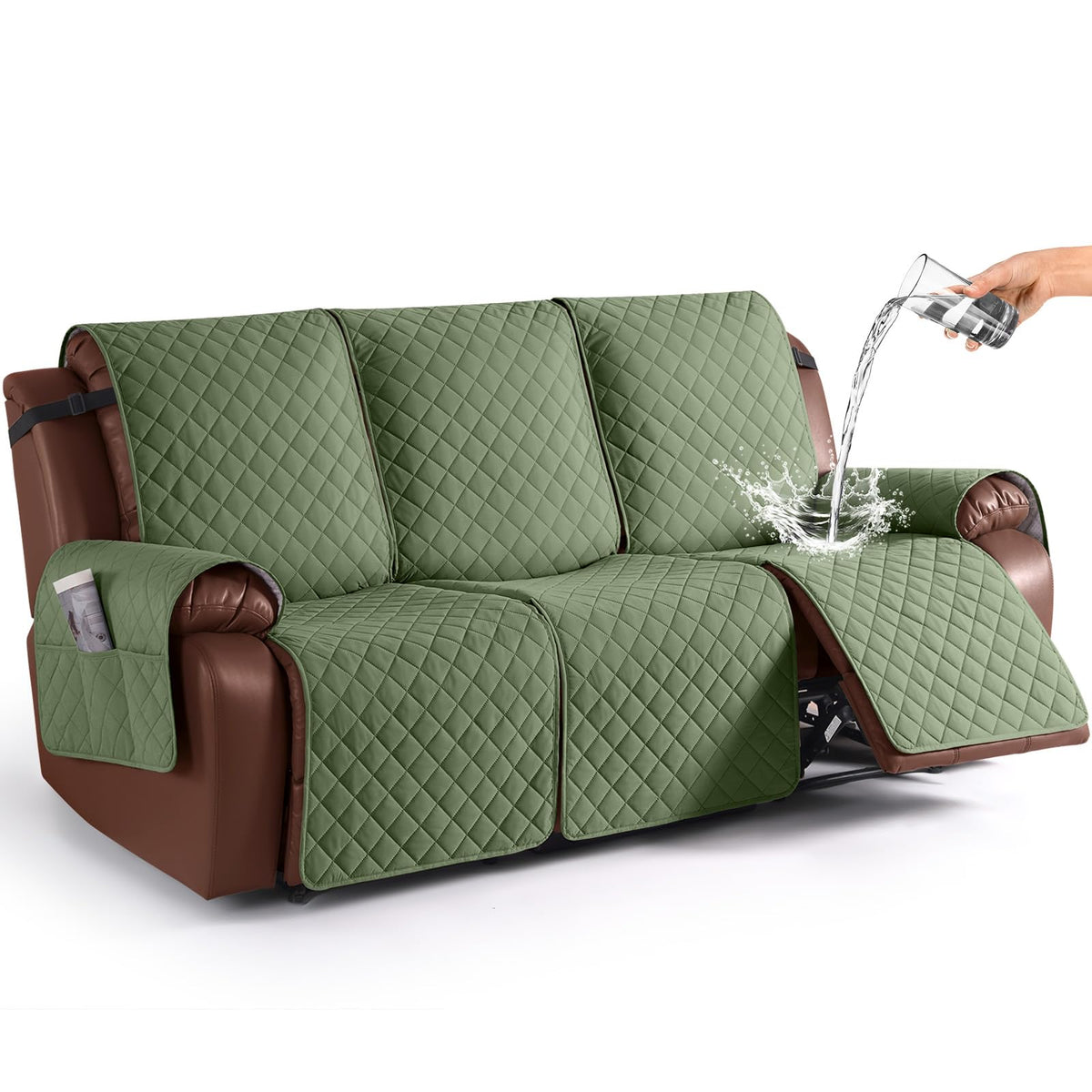 KinCam Waterproof Recliner Sofa Covers Washable, 3 Seater, Chocolate