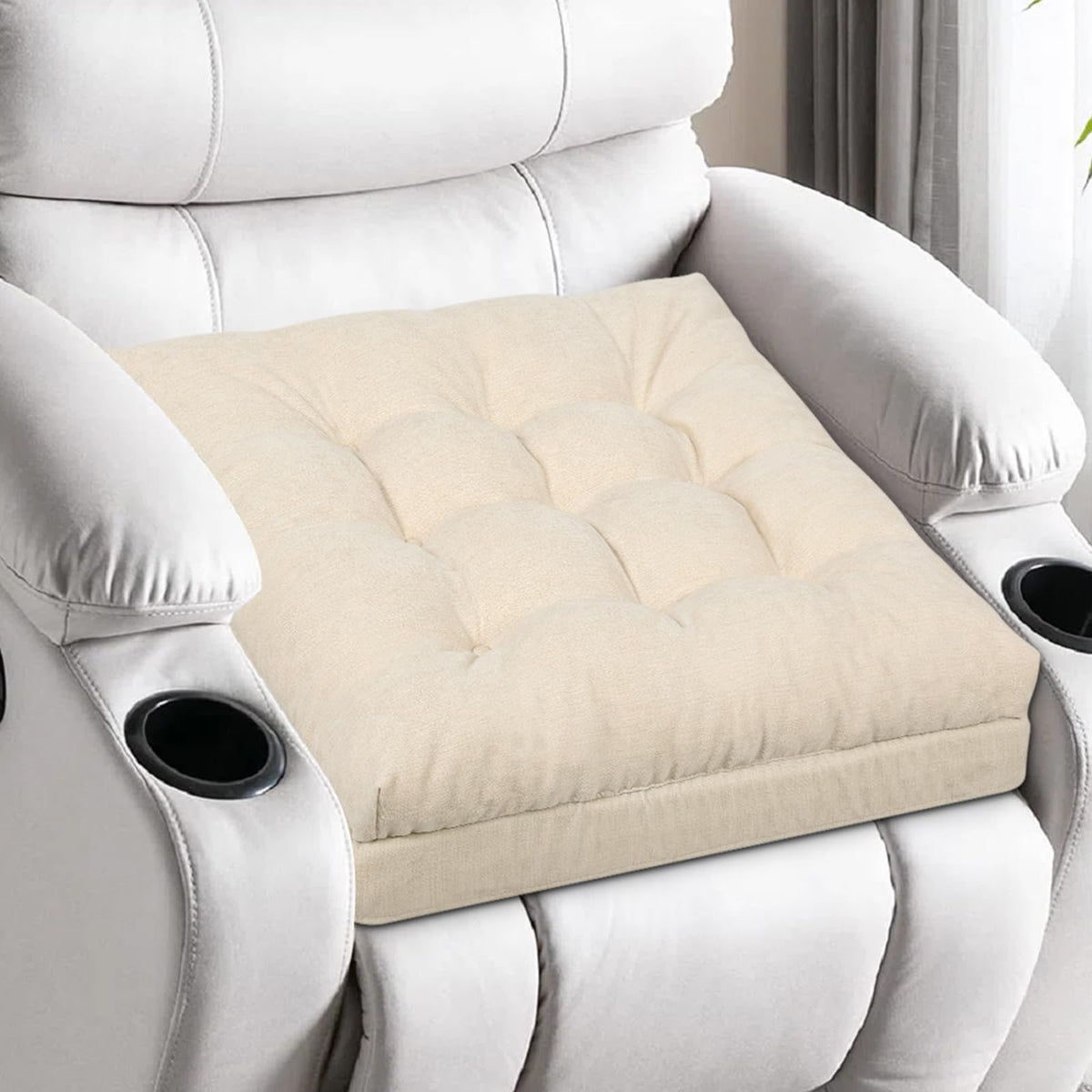 Recliner Cushions for Elderly, 20x20x5 Inch Thick Chair Cushion Patent Design Soft Tufted Dual Layer Booster Seat Cushions for Seniors Recliner Risers Gray 1P
