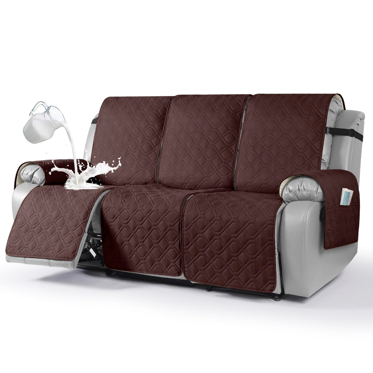 VANSOFY Waterproof Recliner Couch Covers Washable, Dark Gray,3 Seater