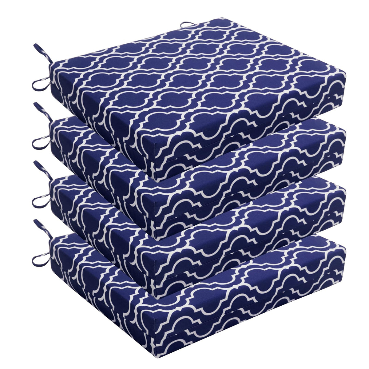 Wellsin Outdoor Chair Cushions for Patio Furniture - Outdoor Cushions for Chairs - Water Resistant Patio Chair Cushions Set of 4, 18.5"X16"X3", Flower